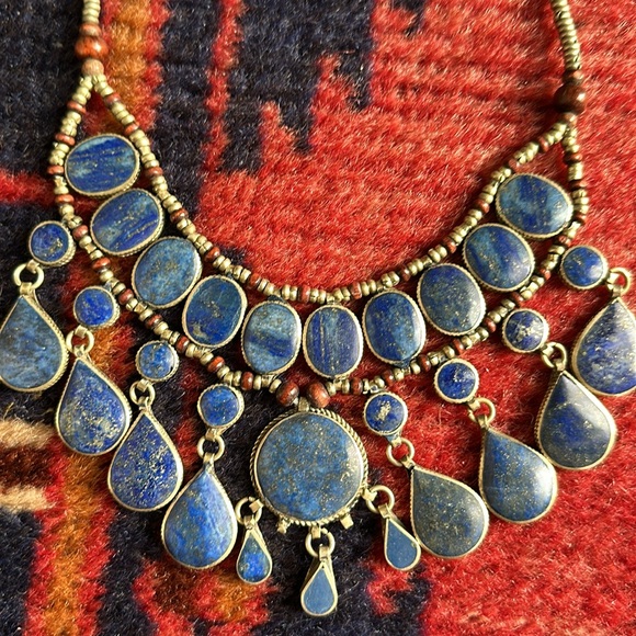 Afghan blue boho necklace - Picture 2 of 4